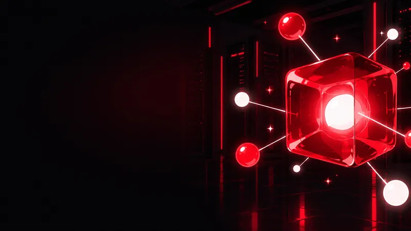 Світний червоний куб мережі з вузлами